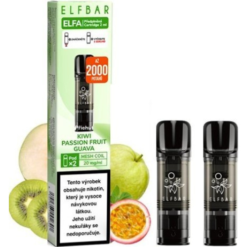 Elf Bar ELFA cartridge 2 ks Kiwi Passion Fruit Guava 20 mg Elf Bar ELFA cartridge 2 ks Kiwi Passion Fruit Guava 20 mg