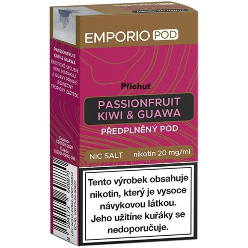 EMPORIO POD cartridge Kiwi, Passionfruit & Guawa 20 mg 1 ks EMPORIO POD cartridge Kiwi, Passionfruit & Guawa 20 mg 1 ks